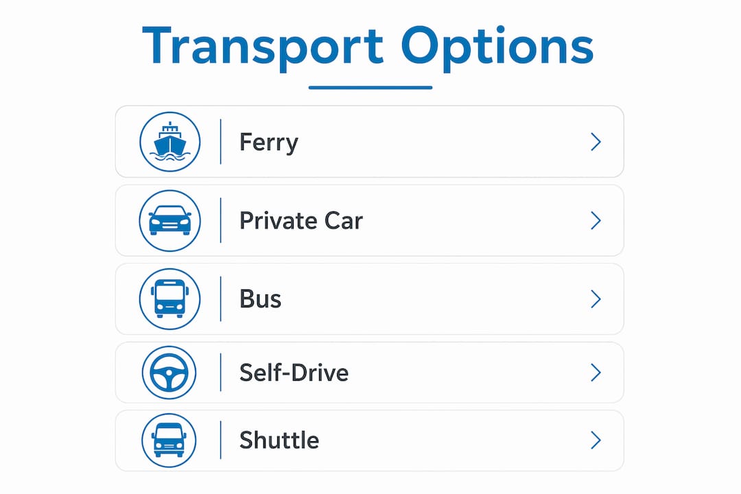 Infographic showing key Singapore to Desaru transport options