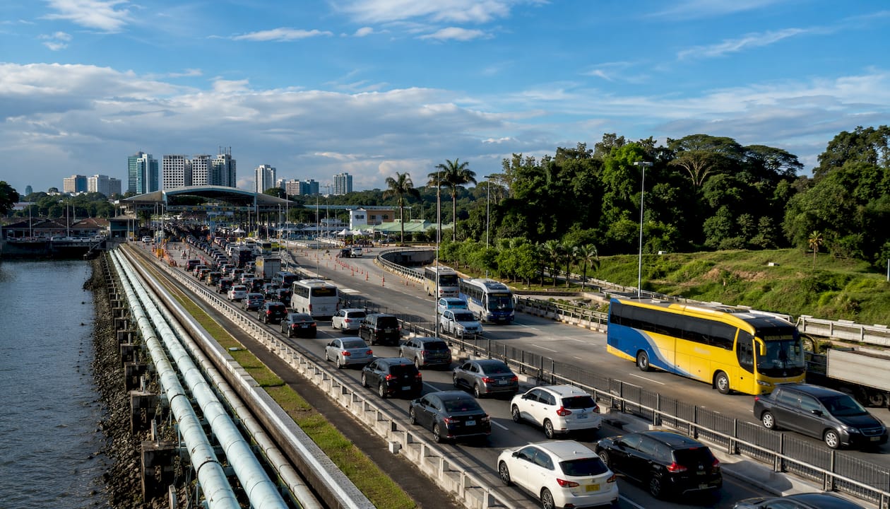 Aerial view of Causeway cross-border traffic