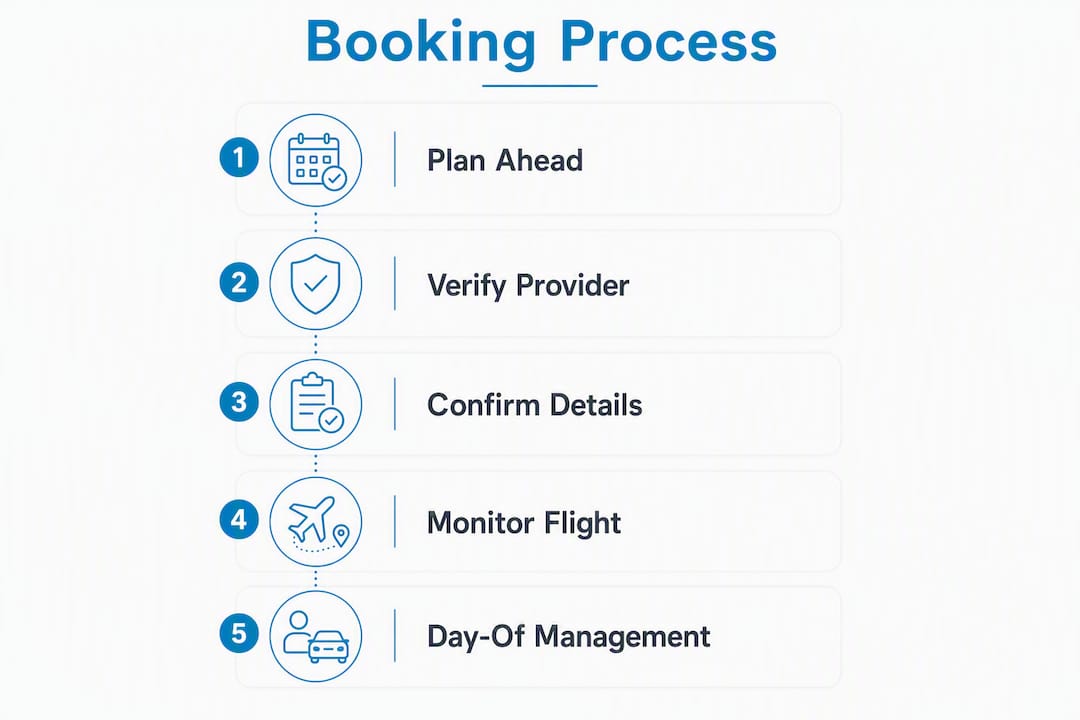 Infographic illustrating executive transfer booking process