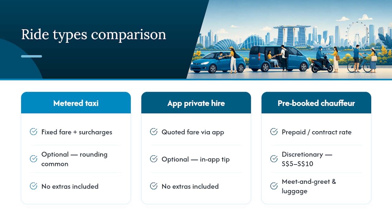 Comparison of three Singapore ride tipping norms