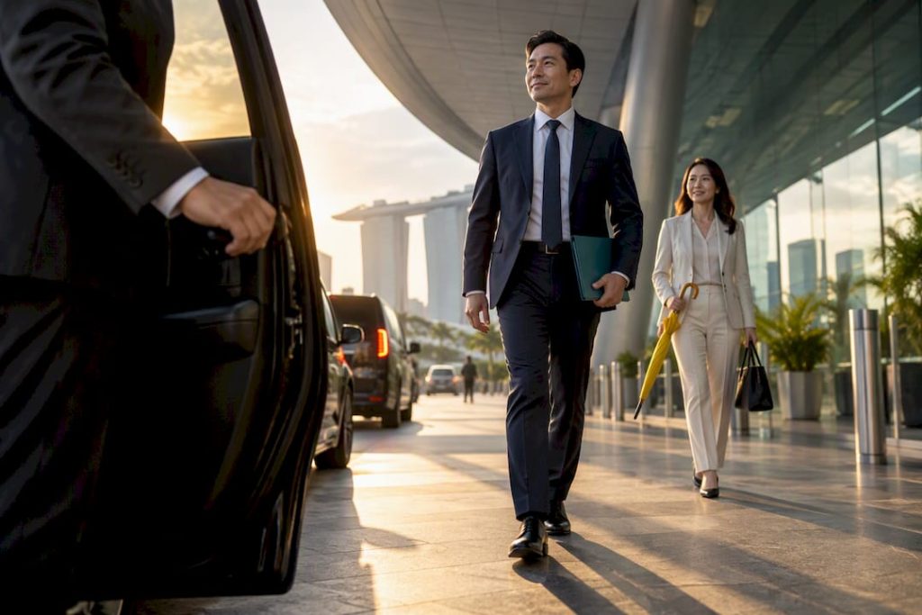 Executive transport arriving at meeting venue