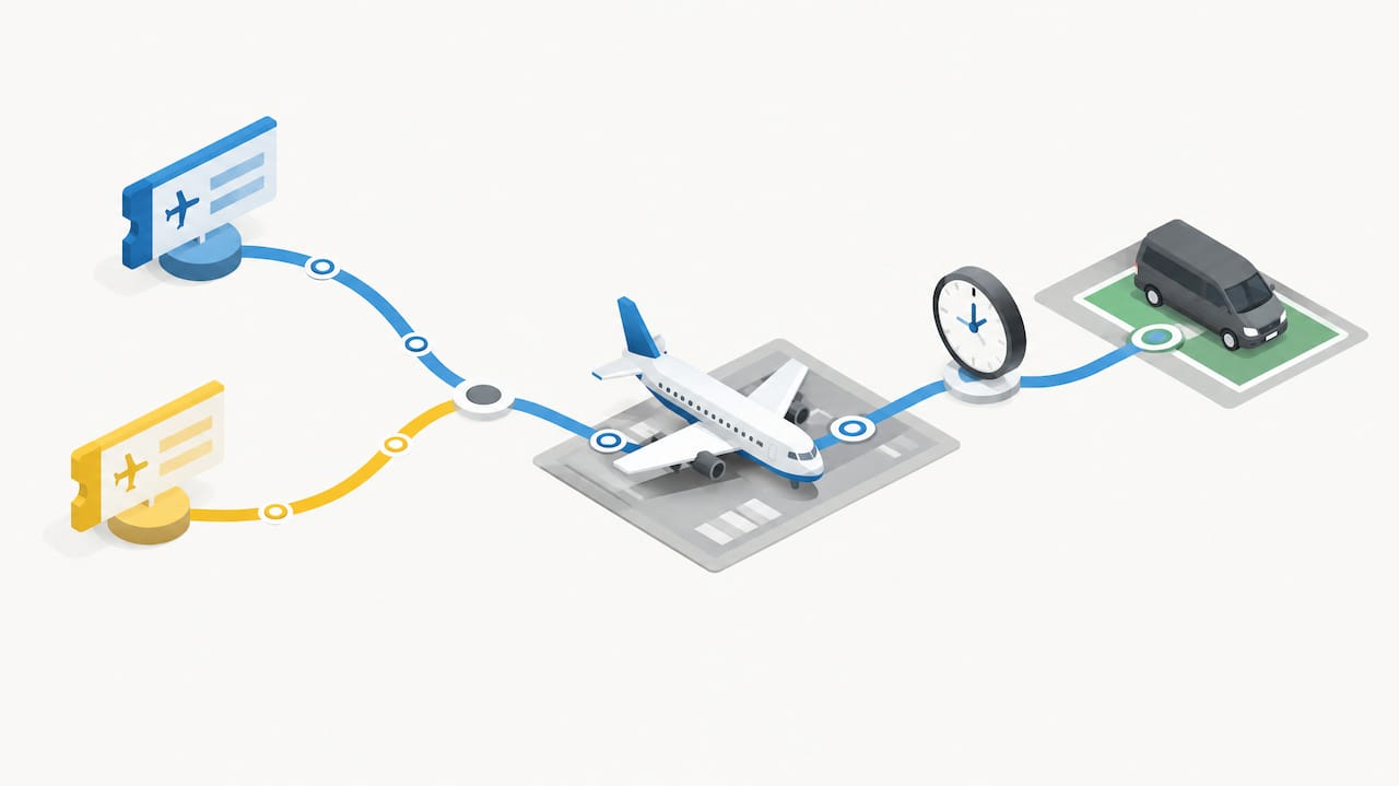 Illustration of flight numbers guiding pickup timing